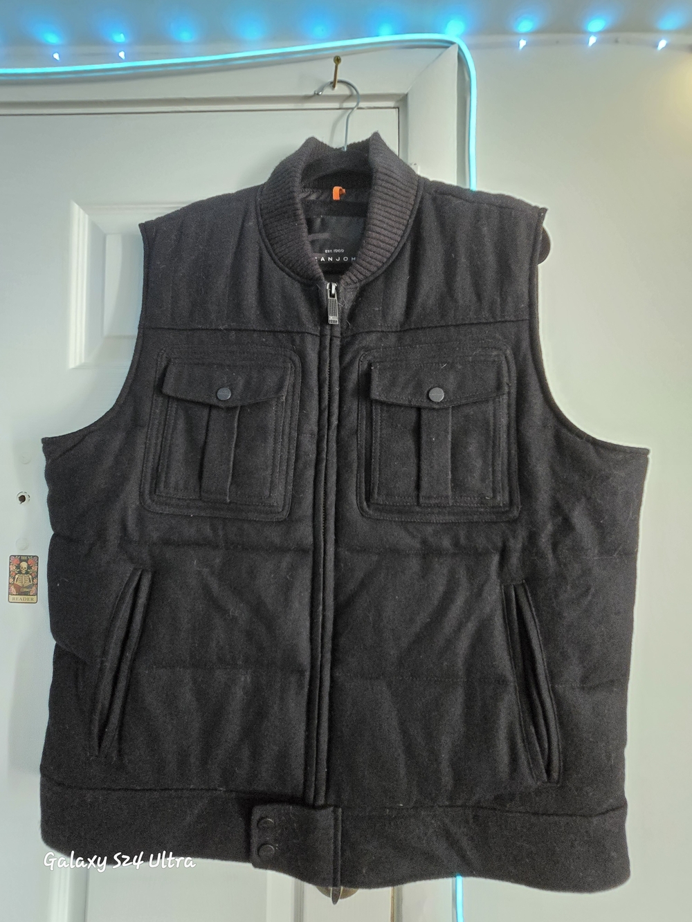 Men's Black Quilted Utility Vest By Sean John Size Xl